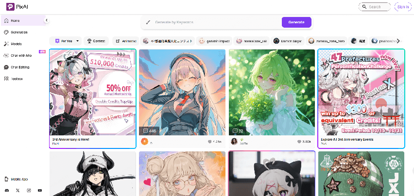 PixAI home page
