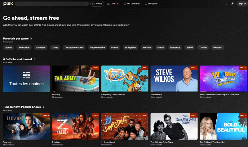 Plex home page