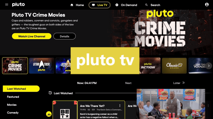 Pluto TV home page