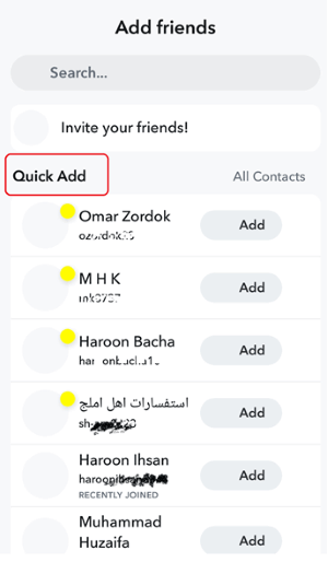 quick add snapchat