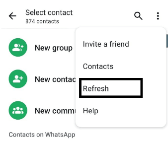 refresh whatsapp contacts