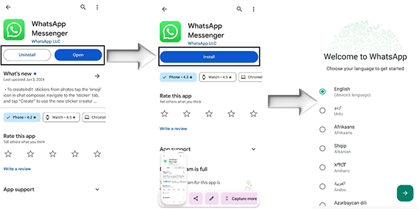 reinstall whatsapp