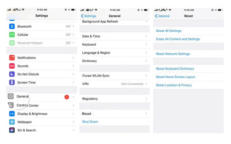 reset iphone