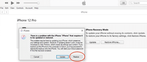 restore itunes