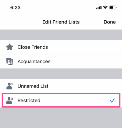restricted friends on phone
