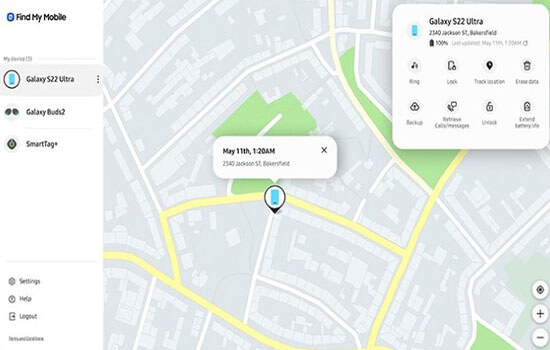 samsung find my mobile to see location history