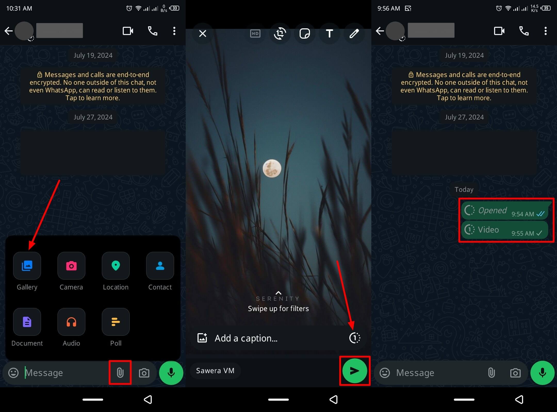 send view once on android