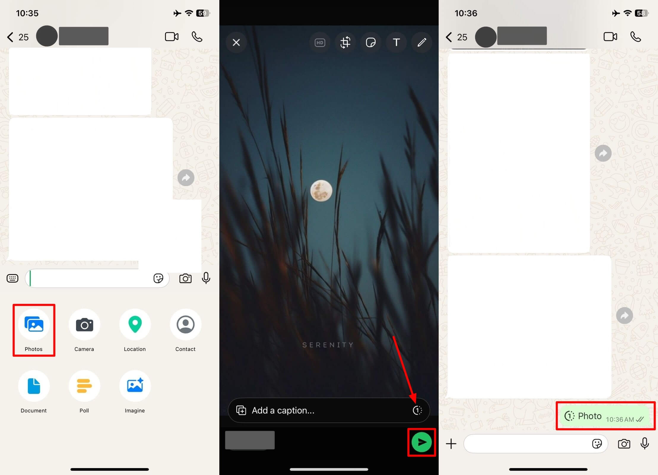 send view once on ios