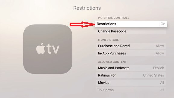 set up apple tv parental controls