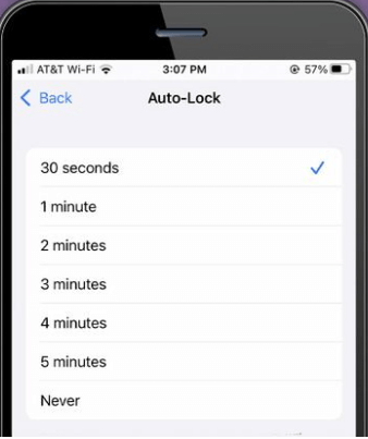 setting on auto lock to prevent snooping