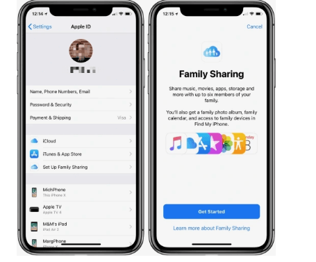 setting up family sharing on iphone