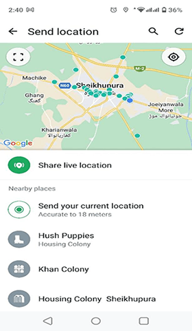 share live location on andoird