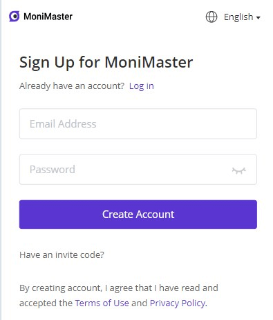 sign in button for monimaster