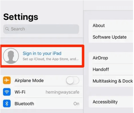 sign in to your new iCloud account