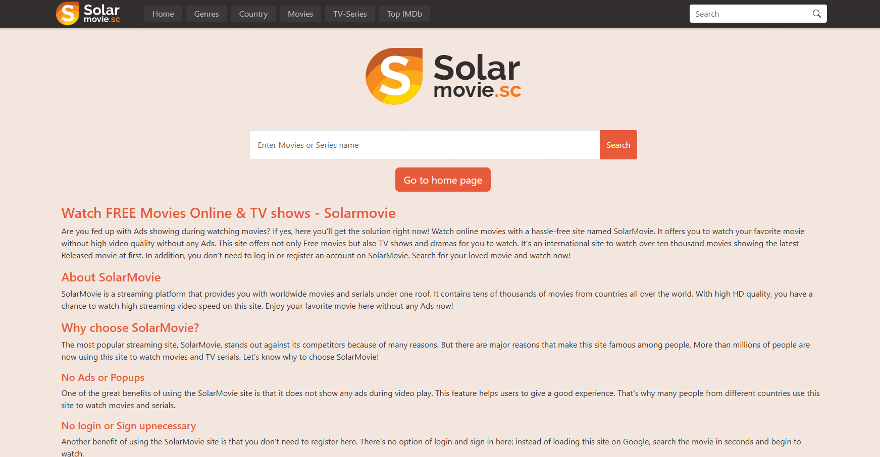 SolarMovie home page