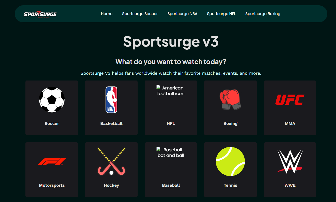SportSurge home page