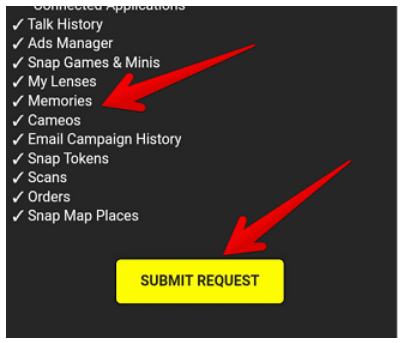 sumbit request see snapchat message