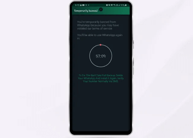 temporary ban on whatsapp