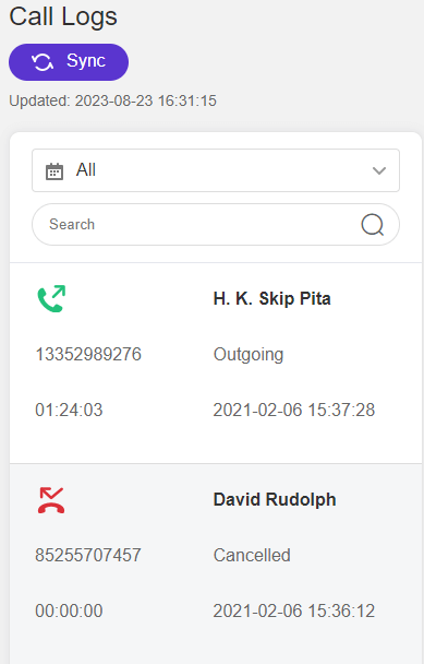 tracking all the calls and call duration