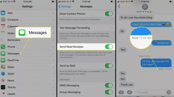 turn on reading receipts on iphone