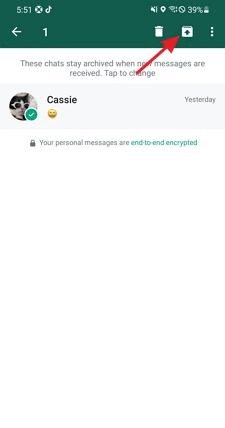 unarchive whatsapp chat on android
