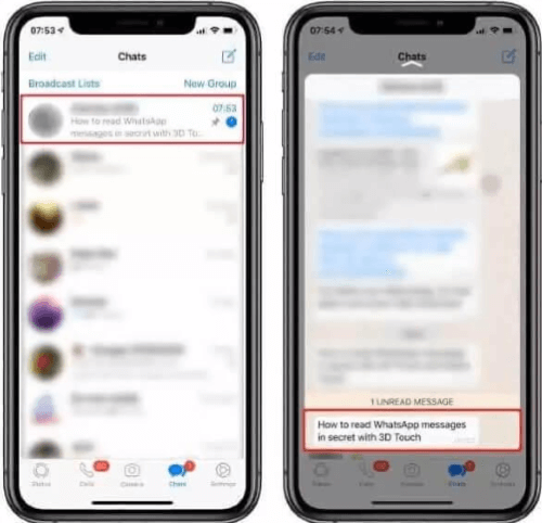 use 3d touch to read whatsapp message