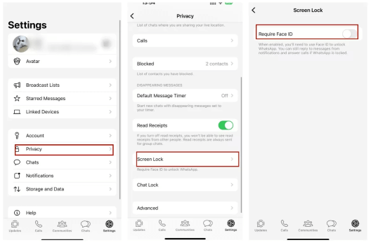 use whatsapp screen lock feature