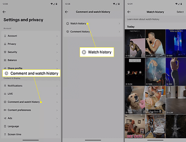 how to see tiktok watch history on phone