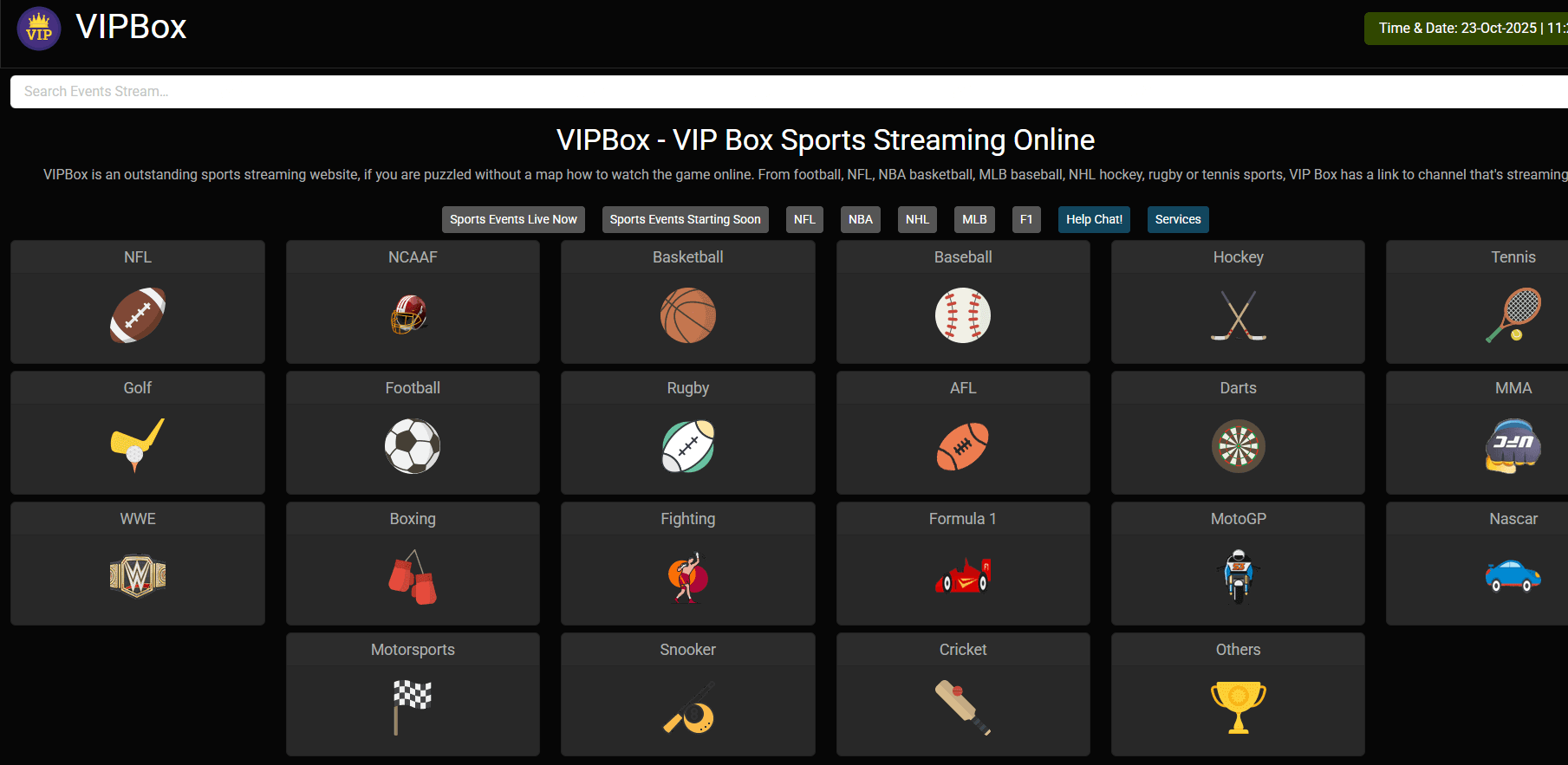 VIPBox home page