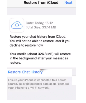 whatsapp backup from icloud
