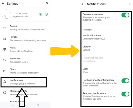 whatsapp notification setting