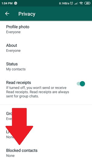 whatsapp privacy and block settings