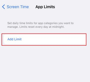 add limit screen time