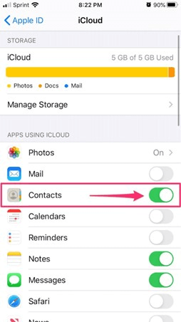 contact sync on setting