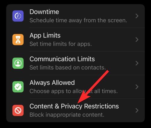 content privacy restrictions