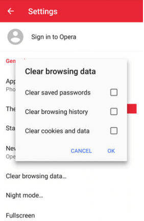 delete browsing history on opera browsing history