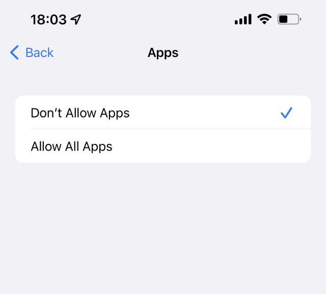 don not allow app