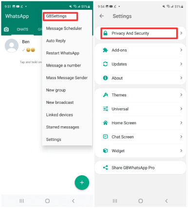 gb whatsapp setting