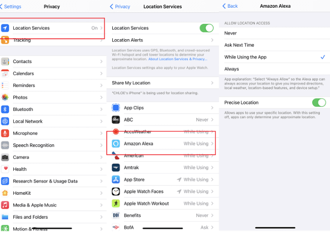 hide location by turning off location services