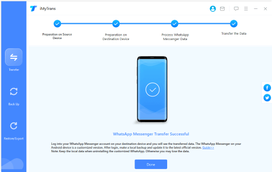 use imytrans to transfer whatsapp messages