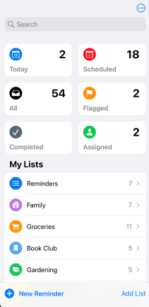 organize reminder lists