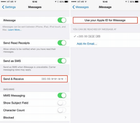 send kids messages to phone on setting