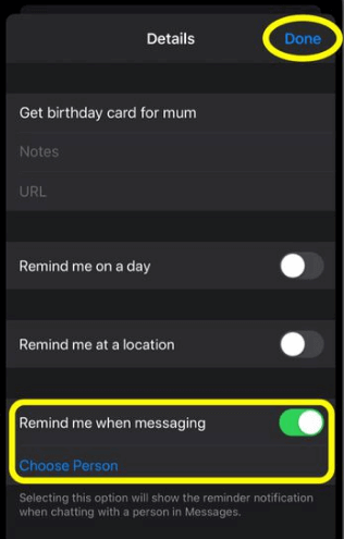 set reminder messages