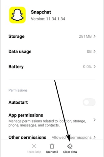 snapchat clear data