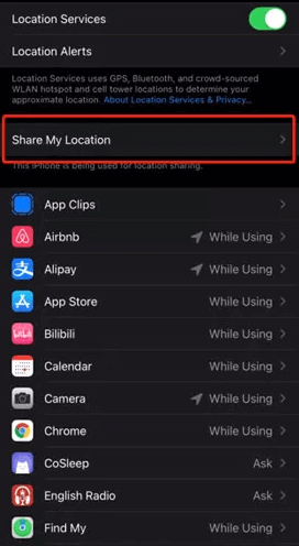 turn off location services