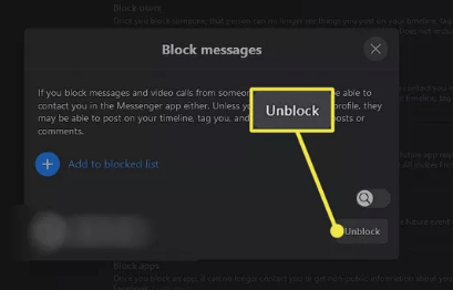 unblock someone facebook messenger step