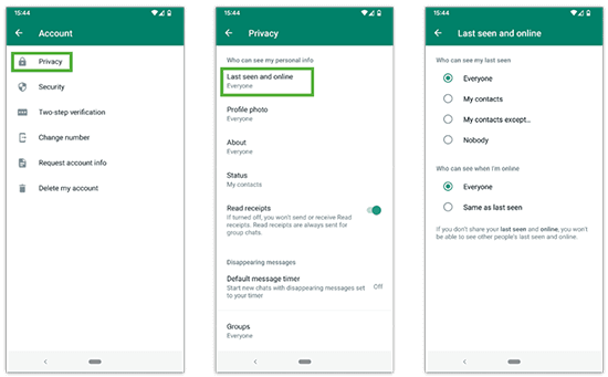 désactiver dernier vu whatsapp sur android