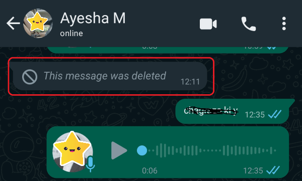 удалённые сообщения WhatsApp